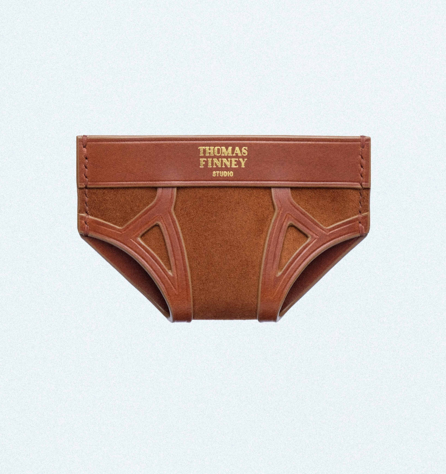 Brief Card Case in Brown Suede - Thomas Finney