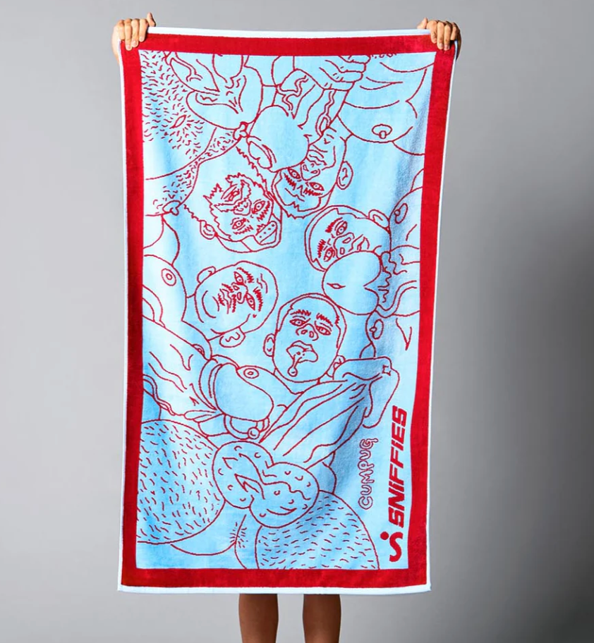 bukkake towel - red / blue - sniffies