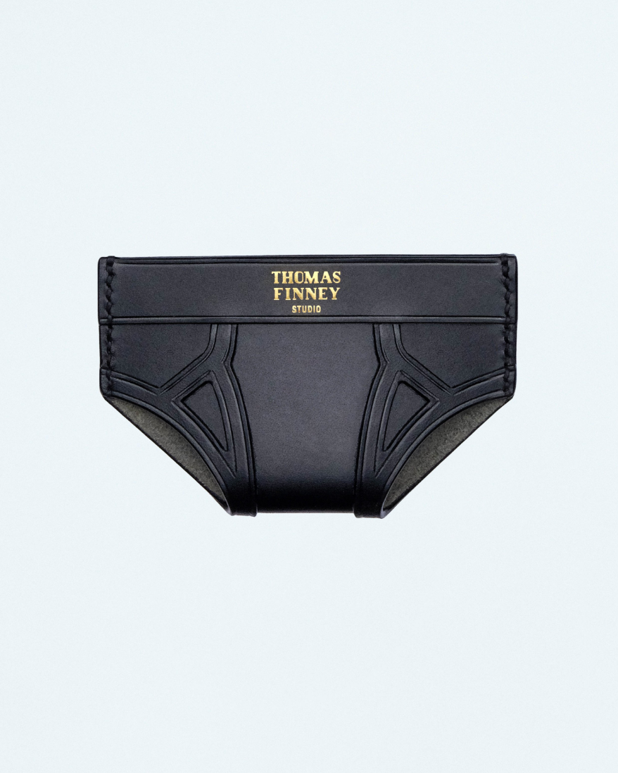 Brief Card Case In Black Leather