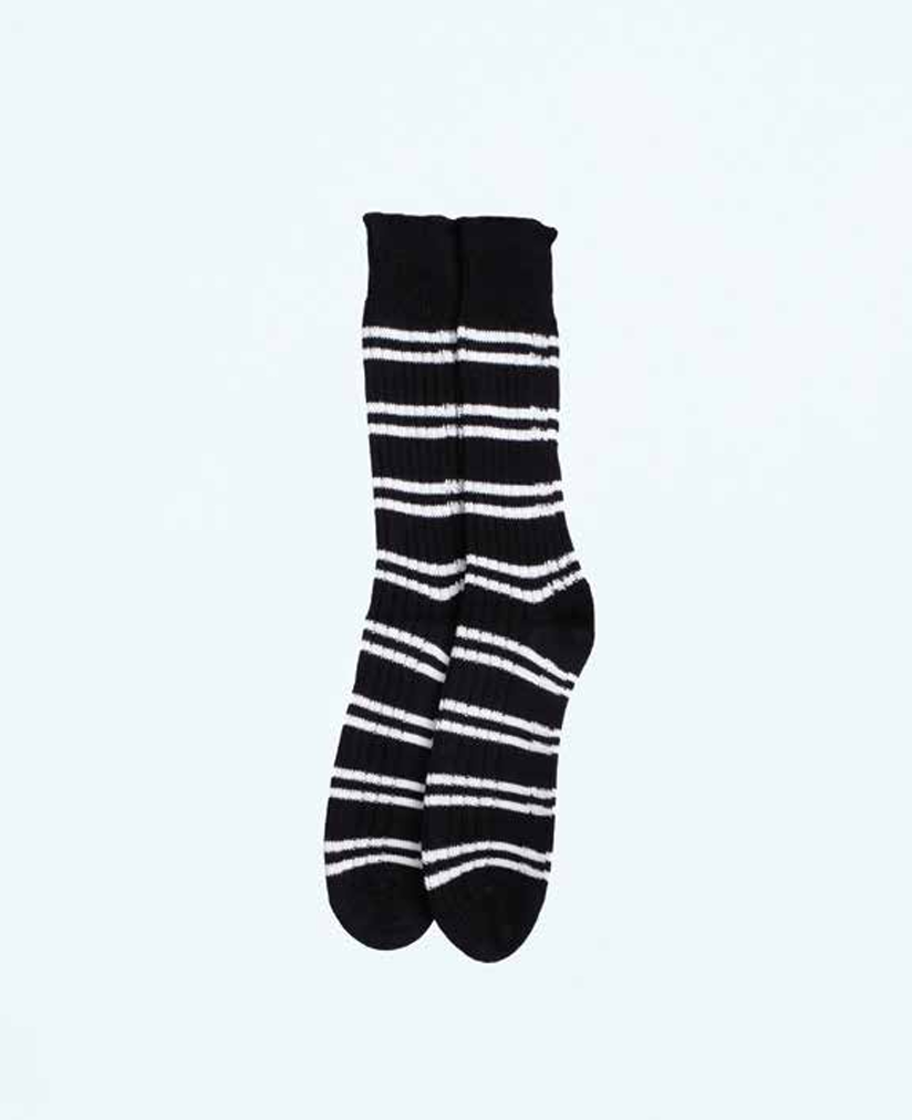 Athletic Sock in Black Rugby Stripe - Thomas Finney