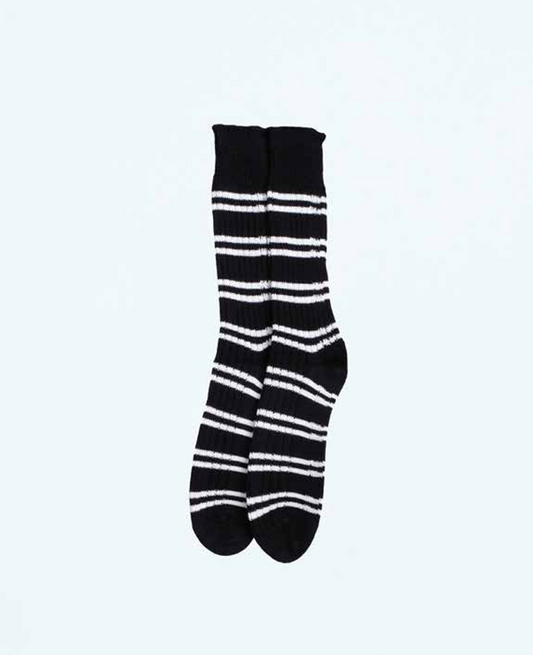 Athletic Sock in Black Rugby Stripe - Thomas Finney