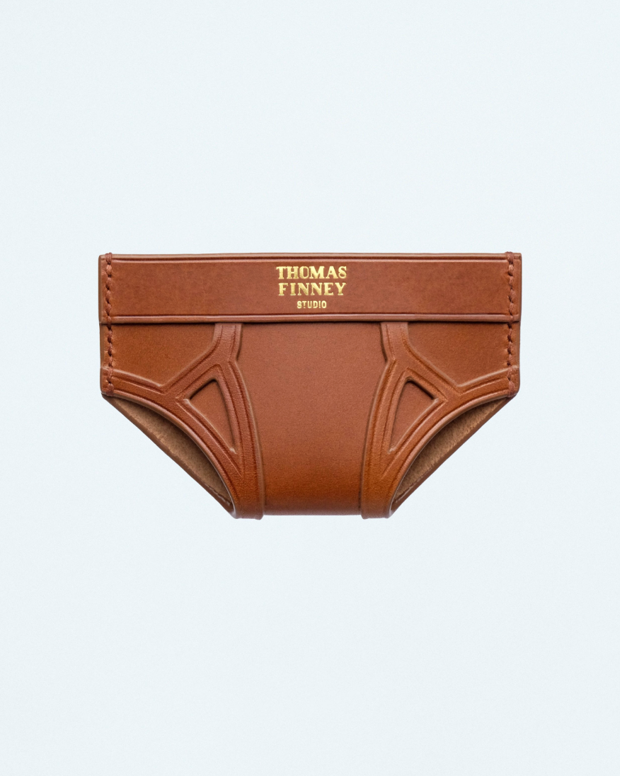 Brief Card Case In Brown Leather
