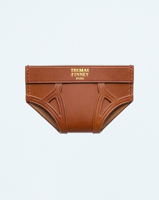 Brief Card Case In Brown Leather