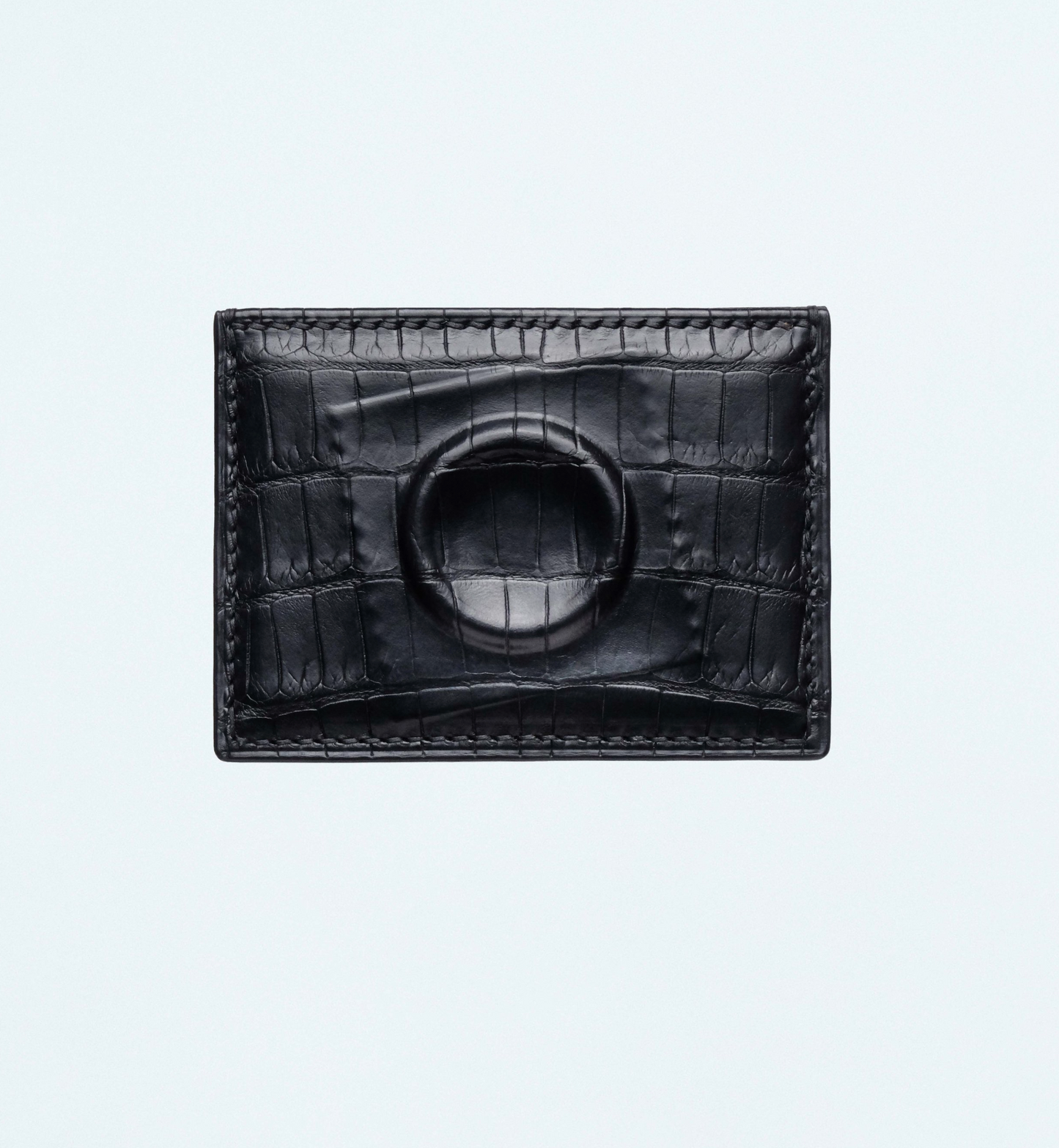 Condom Ring Card Case in Black Crocodile - Thomas Finney