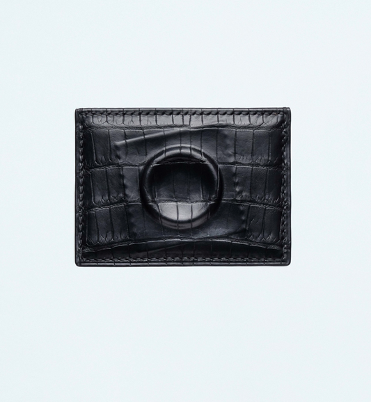 Condom Ring Card Case in Black Crocodile - Thomas Finney