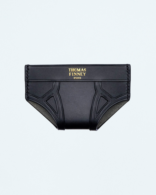 Brief Card Case In Black Leather