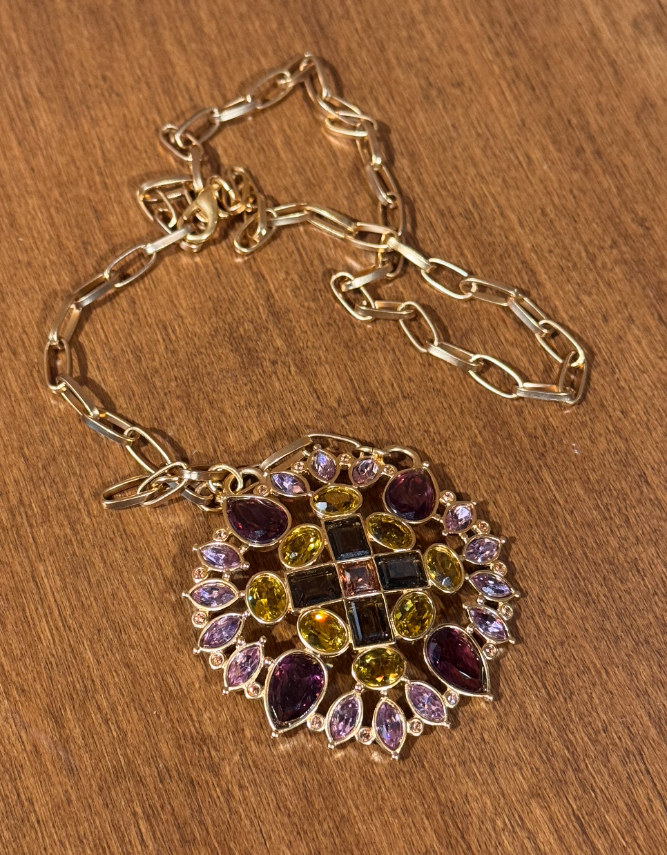 Multicolor Necklace in Purple and Yellow - Gail Candlin