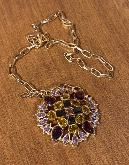 Multicolor Necklace in Purple and Yellow - Gail Candlin