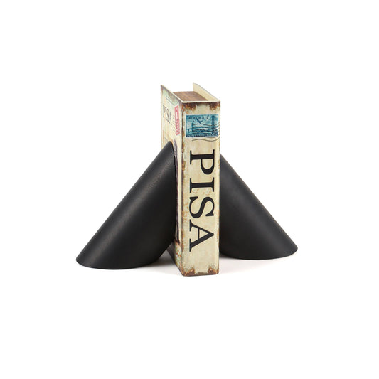 Coronet Collection Jet Black Marble Honed Finish Bookends